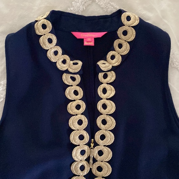 Lilly Pulitzer navy dress with gold embellishment with zipper, size 10 worn once - Picture 3 of 3